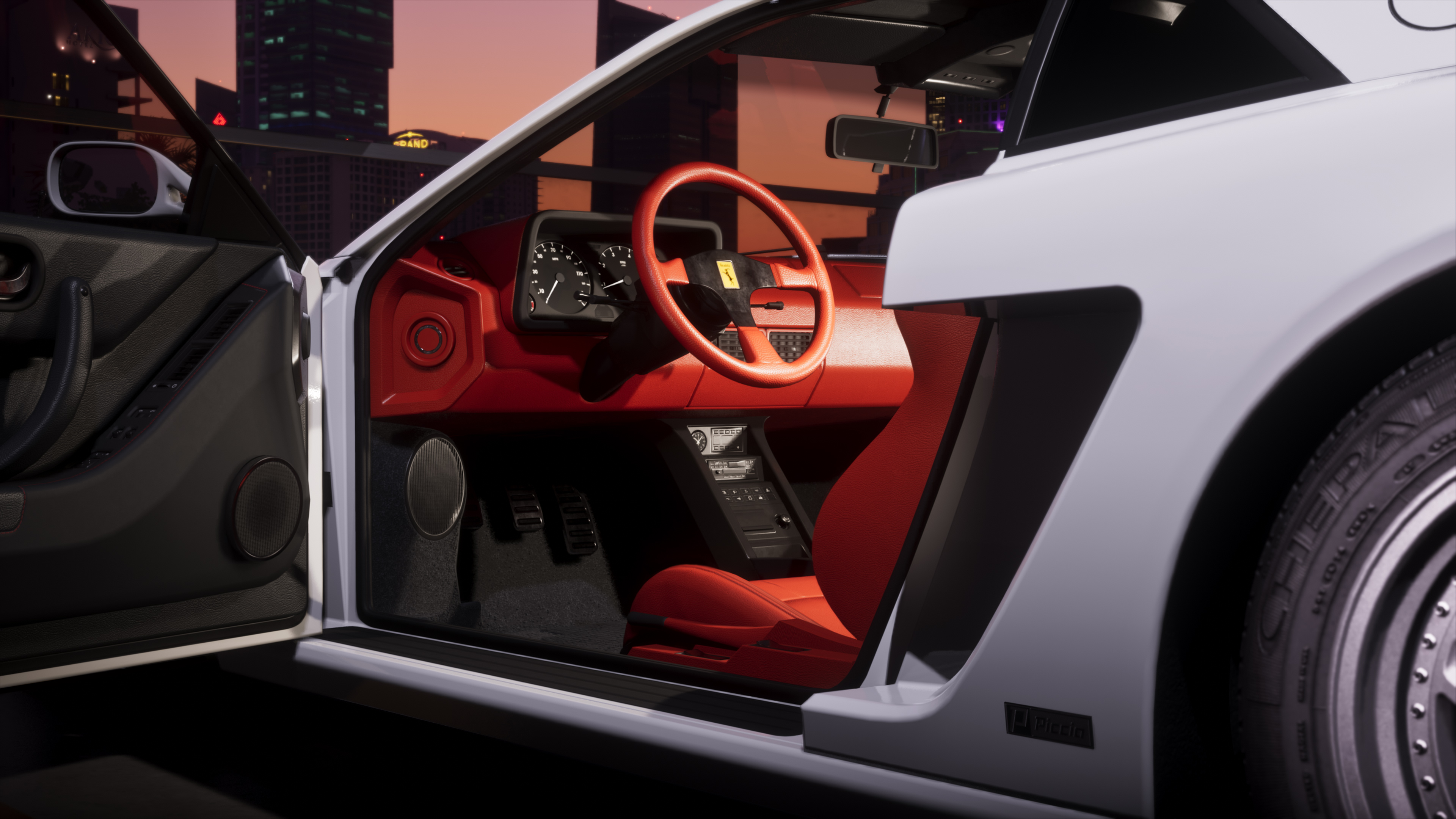 Interior vermelho do superesportivo Grotti Cheetah 1995 de GTA 6