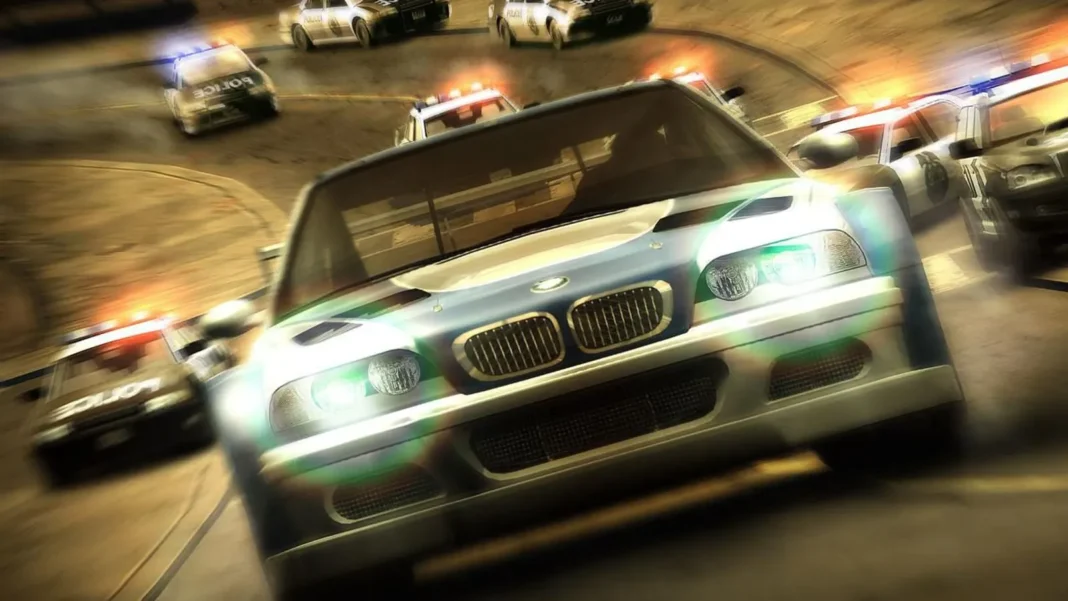 BMW M3 GTR de Need for Speed Most Wanted durante uma perseguição policial